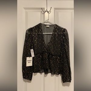 Sheer black and gold top